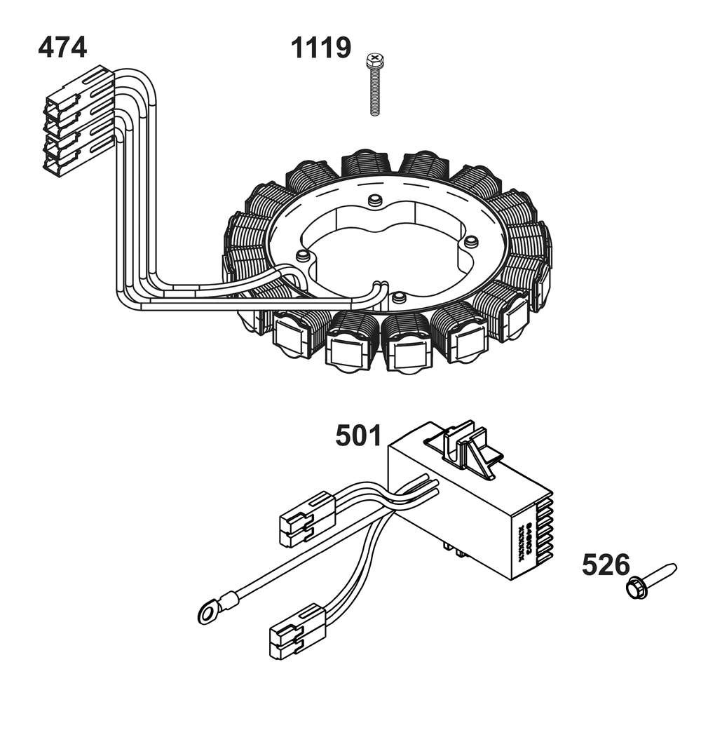 Alternator Group Diagram and Parts List for 386447-3312-G1 200000 - 399999 Briggs and Stratton Engine